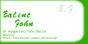 balint fohn business card